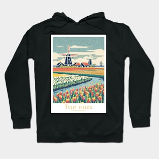 Dutch Tulip Fields Retro Vintage Poster Hoodie